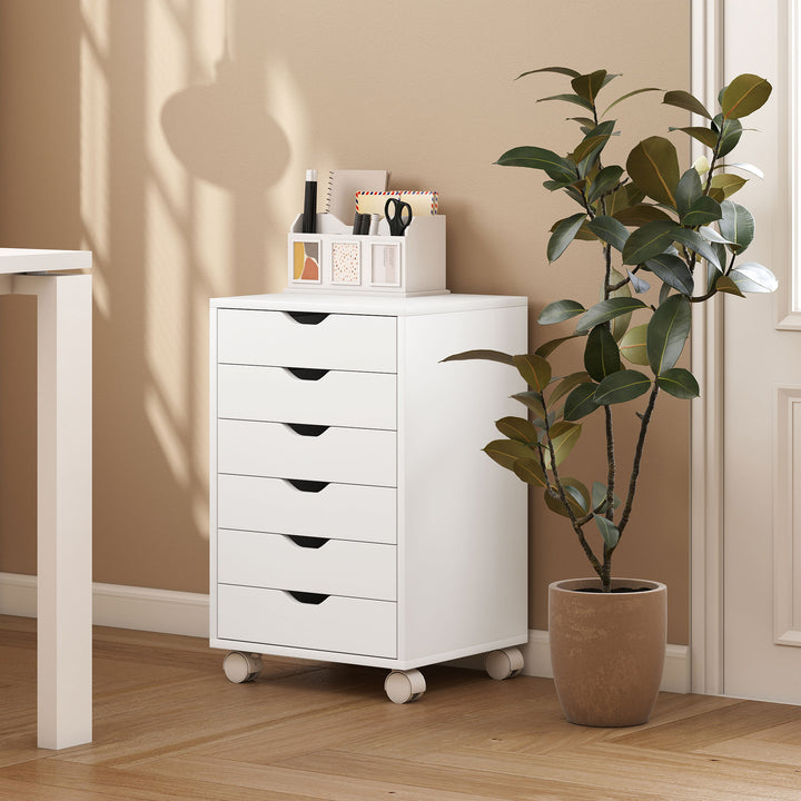 6 Drawer Vertical File Cabinet, Mobile Filing Cabinet with Quiet Drawe