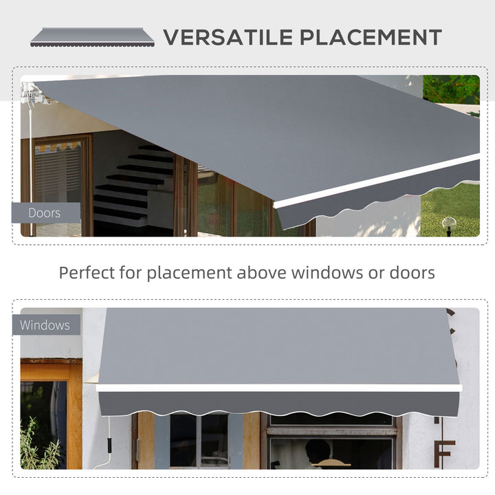 MCL 2.5m x 2m Garden Patio Manual Awning Canopy Sun Shade Shelter Retractable with Winding Handle Grey