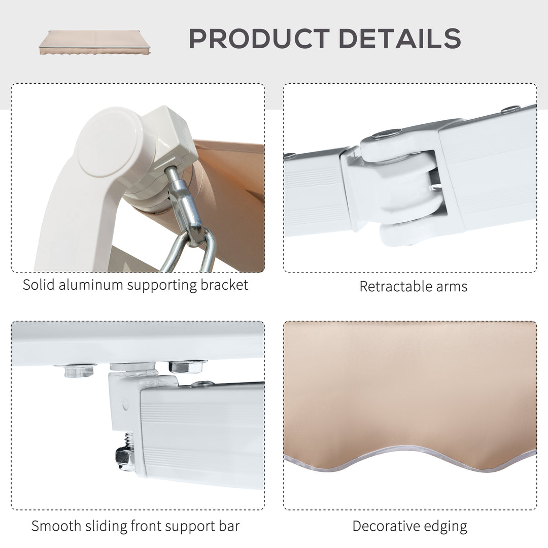 MCL 4x2.5m Manual Awning Window Door Sun Weather Shade w/ Handle Beige