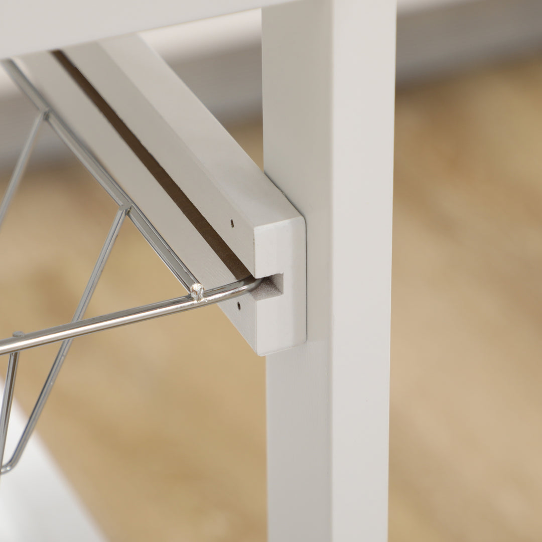 MCL Rolling Kitchen Island Trolley Utility Cart on Wheels with Bamboo Table Top, Storage Cabinet, Drawer and Wire Basket