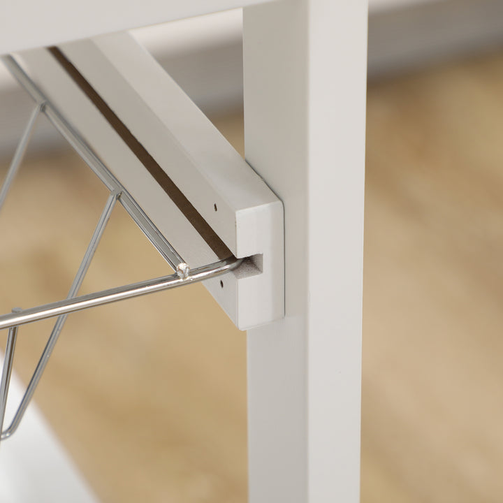 MCL Rolling Kitchen Island Trolley Utility Cart on Wheels with Bamboo Table Top, Storage Cabinet, Drawer and Wire Basket