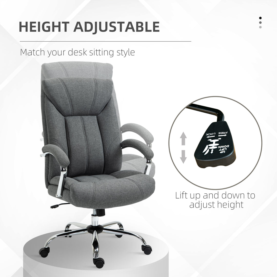 Office Chair, Fabric Desk Chair, Padded Executive Chair with Adjustable Height, Swivel Wheels, Metal Star Base, Grey