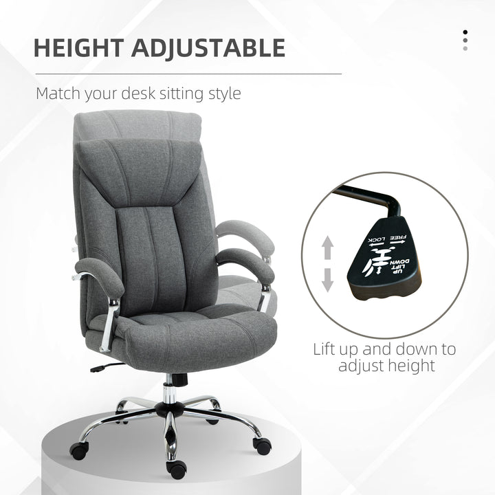 Office Chair, Fabric Desk Chair, Padded Executive Chair with Adjustable Height, Swivel Wheels, Metal Star Base, Grey