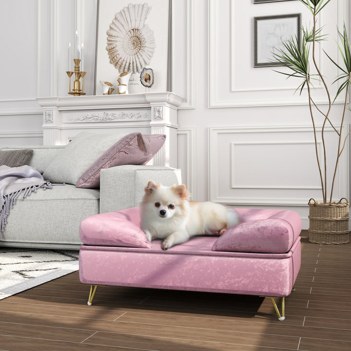 PawHut Cat Sofa Pet Couch w/ Removable Backrest, Soft Cushion, Washable Cover, for Small and Medium Sized Dogs, Pink | Aosom UK