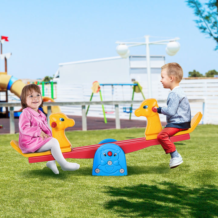 MCL Kids Seesaw Safe Teeter Totter 2 Seats with Easy-Grip Handles, Safe, Indoor Outdoor Living Room Playroom Backyard Equipment, for 1-4 years old Multicolor