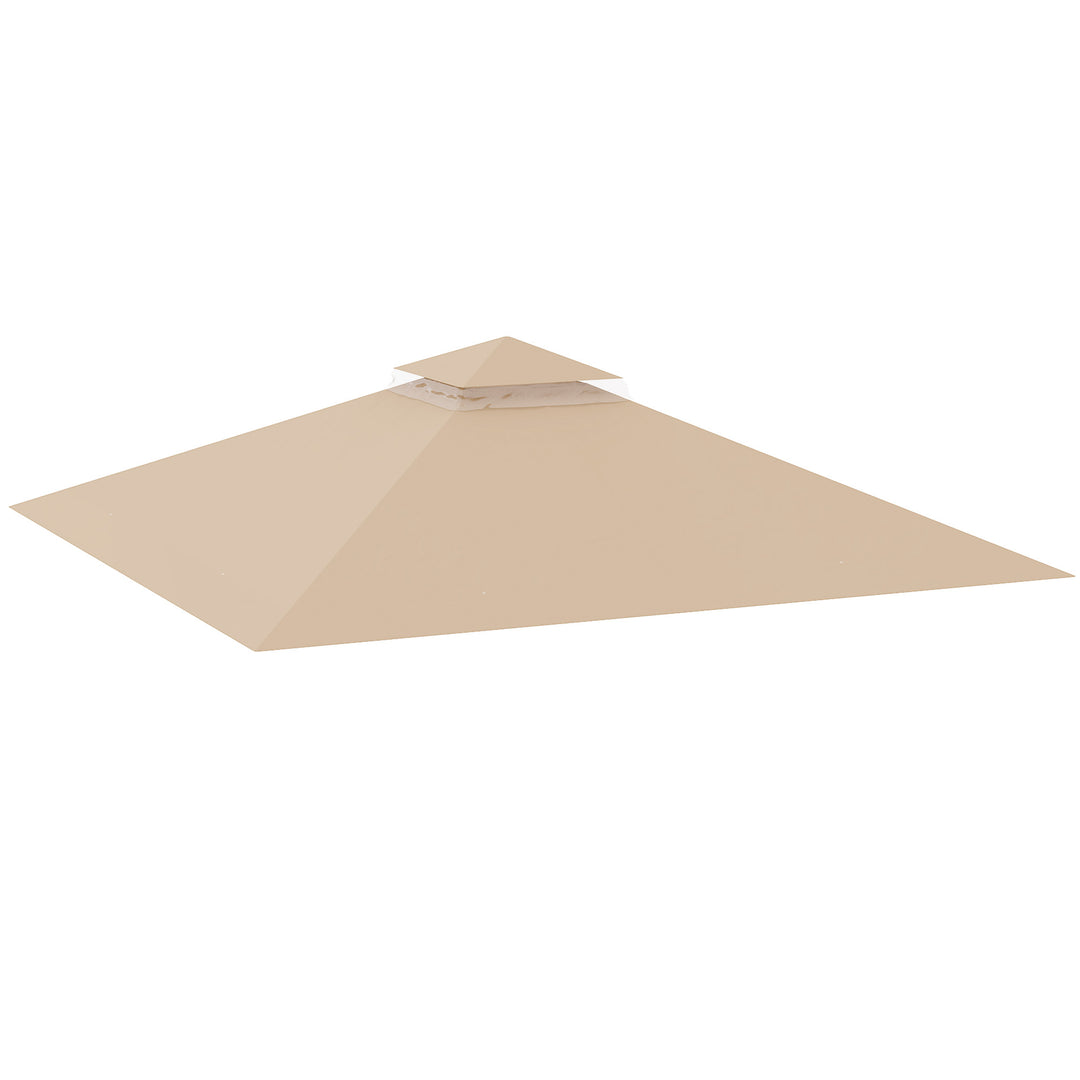 3x3(m) Replacement Gazebo Canopy, Double Tier Roof Top for Garden, Patio, Outdoor, Khaki (TOP ONLY)