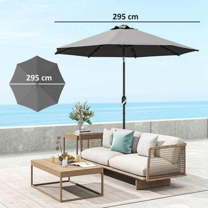 3 m Replacement Parasol Canopy with Top Vent, UPF 50+ Garden Parasol Replacement Canopy, 8 Rib Parasol Cover Replacement Fits Various Frames, Grey