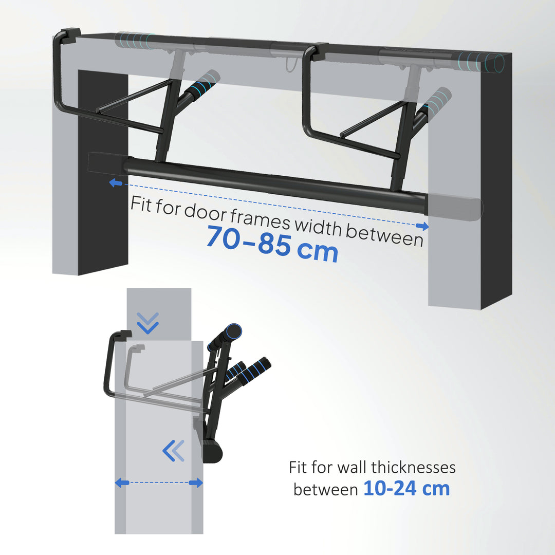 SPORTNOW Pull-Up Bar, No-Drilling Chin-Up Bar, Push-Up Stand with Resistance Bands, Padded Handles for Home Gym Exercise, Blue