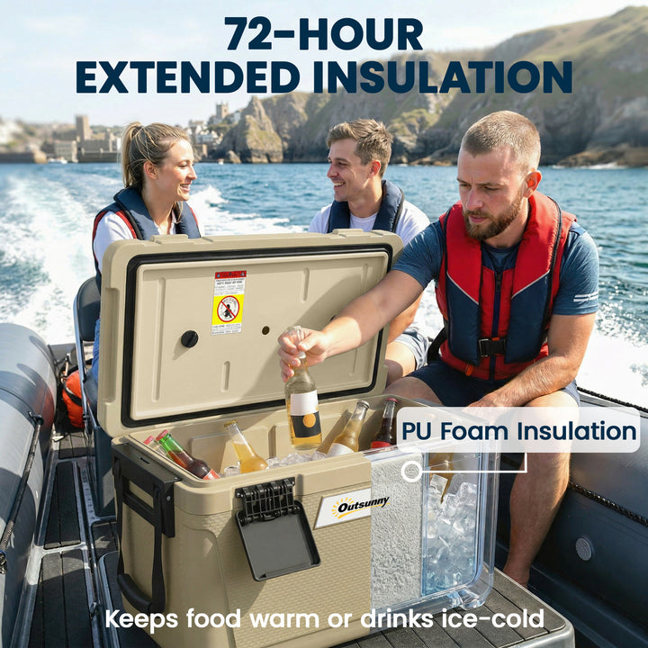 42.6L Insulated Cool Box, Lightweight Portable Ice Cooler with Handle,