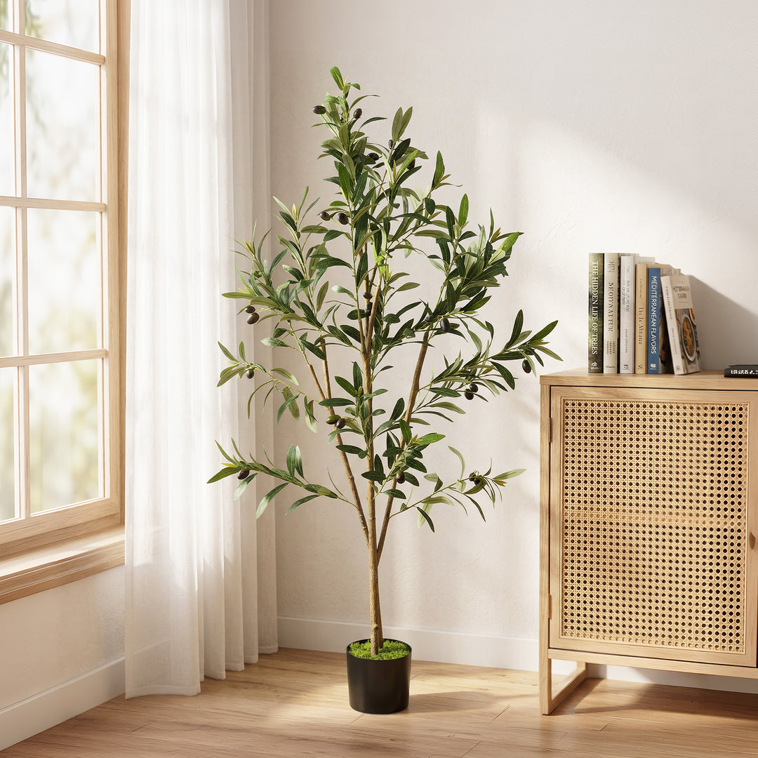 Decorative Artificial Plant, 120 cm Silk Olive Tree with 303 Leaves - view 2