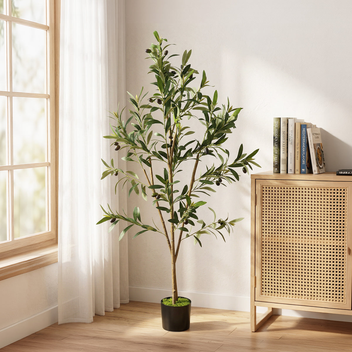 Decorative Artificial Plant, 120 cm Silk Olive Tree with 303 Leaves - view 2