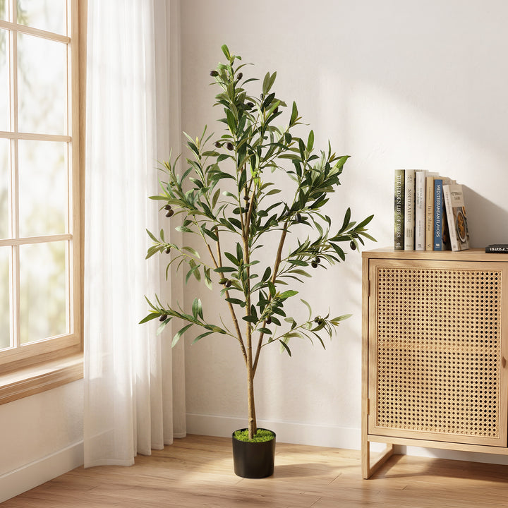 Decorative Artificial Plant, 120 cm Silk Olive Tree with 303 Leaves - view 2