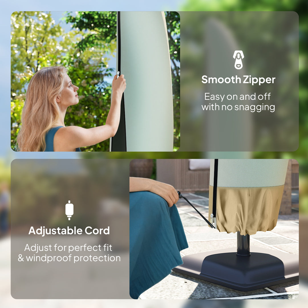 MCL Parasol Cover, 600D Oxford Cantilever Umbrella Cover Fit for 2-4m Parasol, Banana Umbrella Protector with Zipper for Outdoor Garden, Patio, White