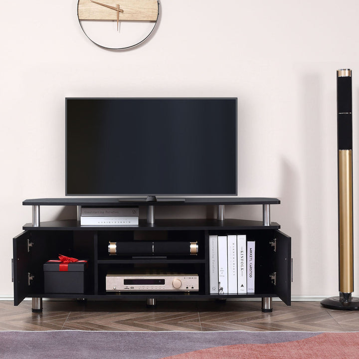 TV Unit Cabinet for TVs up to 55 Inches with Storage Shelves and Cupboard, Entertainment Centre for Living Room, Black
