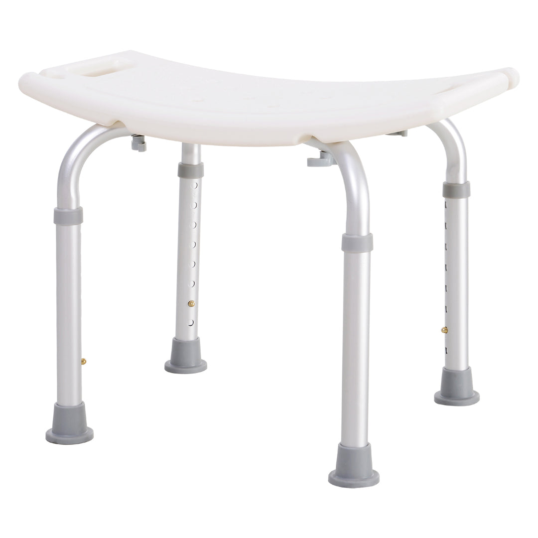 MCL Height Adjustable Bath Stool, Aluminium Shower Stool with Non-Slip Pads for Elderly, Disabled, Seniors, Pregnant, White