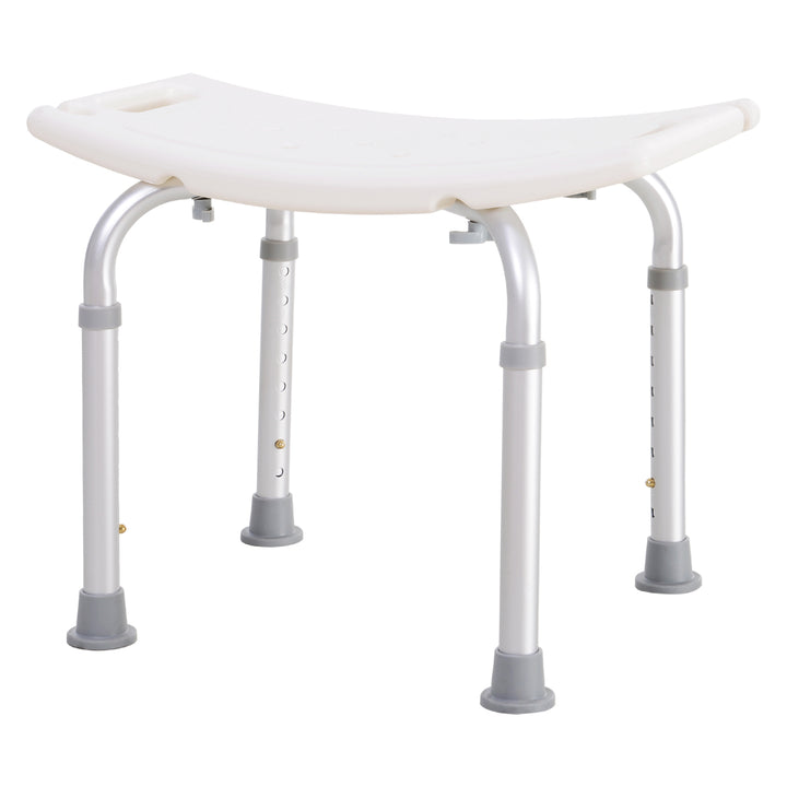 MCL Height Adjustable Bath Stool, Aluminium Shower Stool with Non-Slip Pads for Elderly, Disabled, Seniors, Pregnant, White