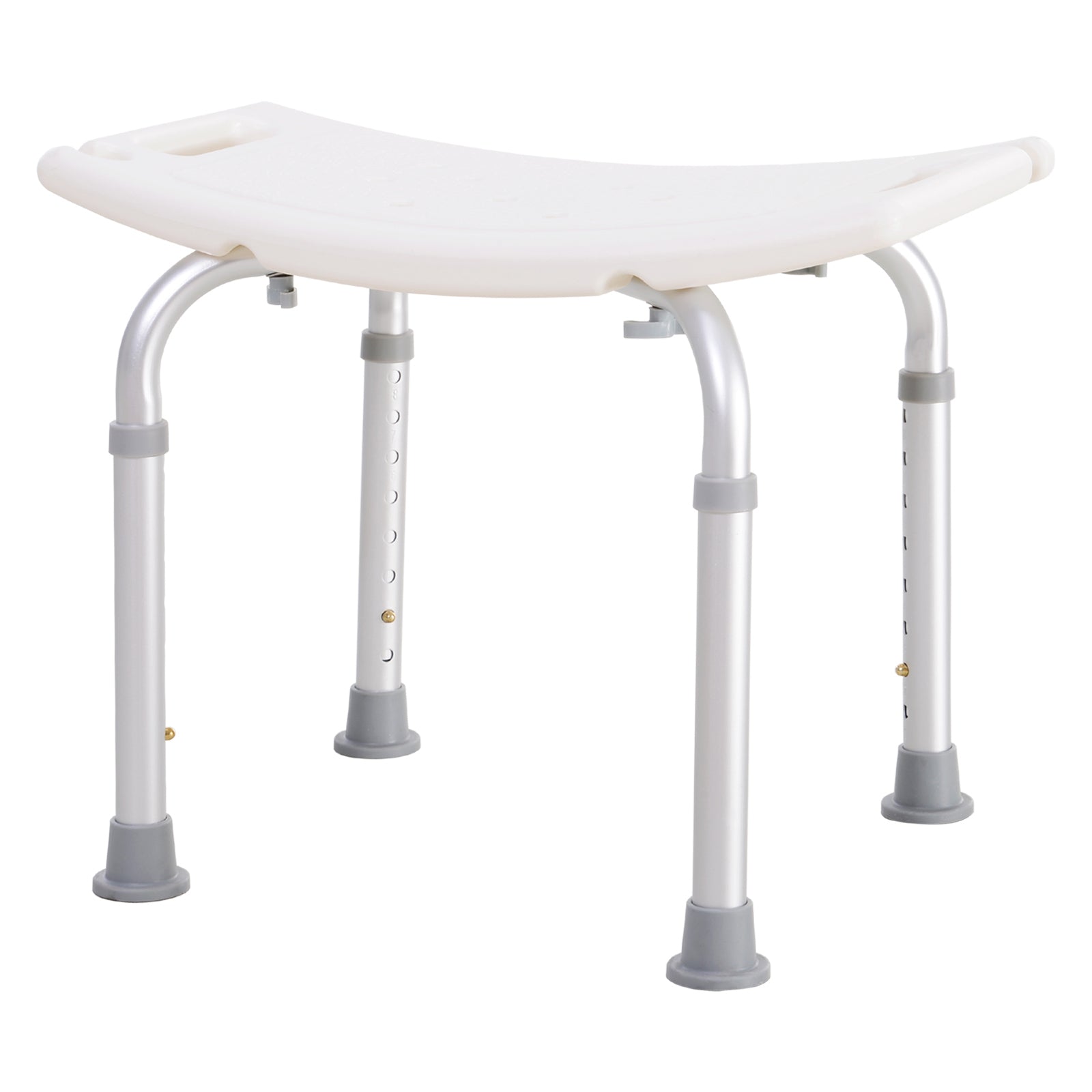 Height Adjustable Bath Stool, Aluminium Shower Stool with Non-Slip Pads for Elderly, Disabled, Seniors, Pregnant, White