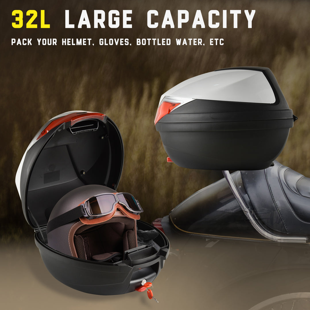 32L Motorcycle Tail box Helmet Top Case Motorbike Luggage Storage Trunk Carrier Mount Rack