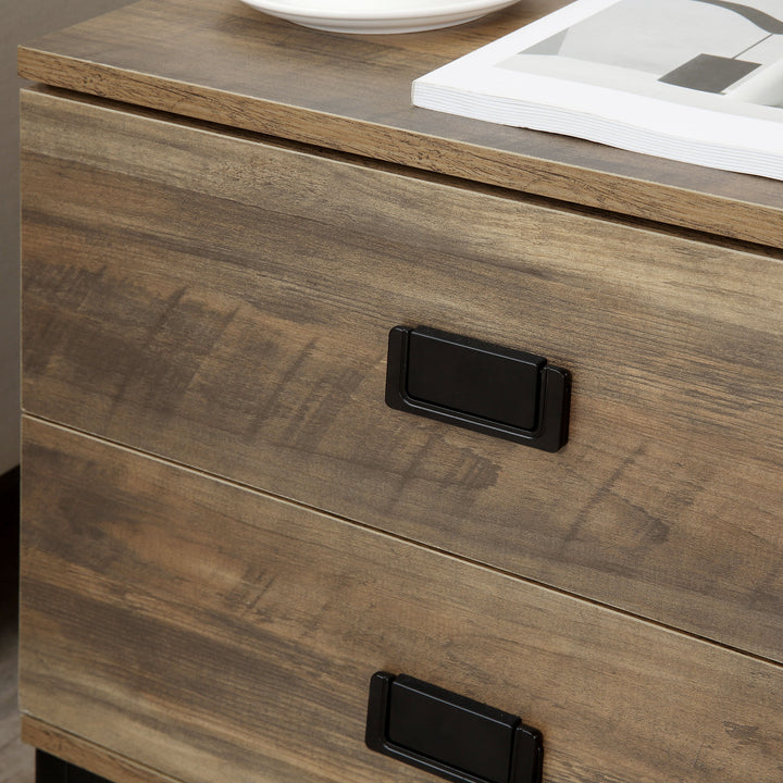 MCL Retro Bedside Table, End Side Table with 2 Drawers, Metal Frame for Bedroom, Living Room, Coffee