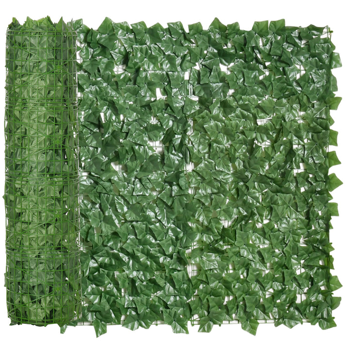 Outsunny Artificial Hedge Screen: Leafy Design for Garden Outdoor Indoor Décor, 3M x 1M, Deep Green | Aosom UK