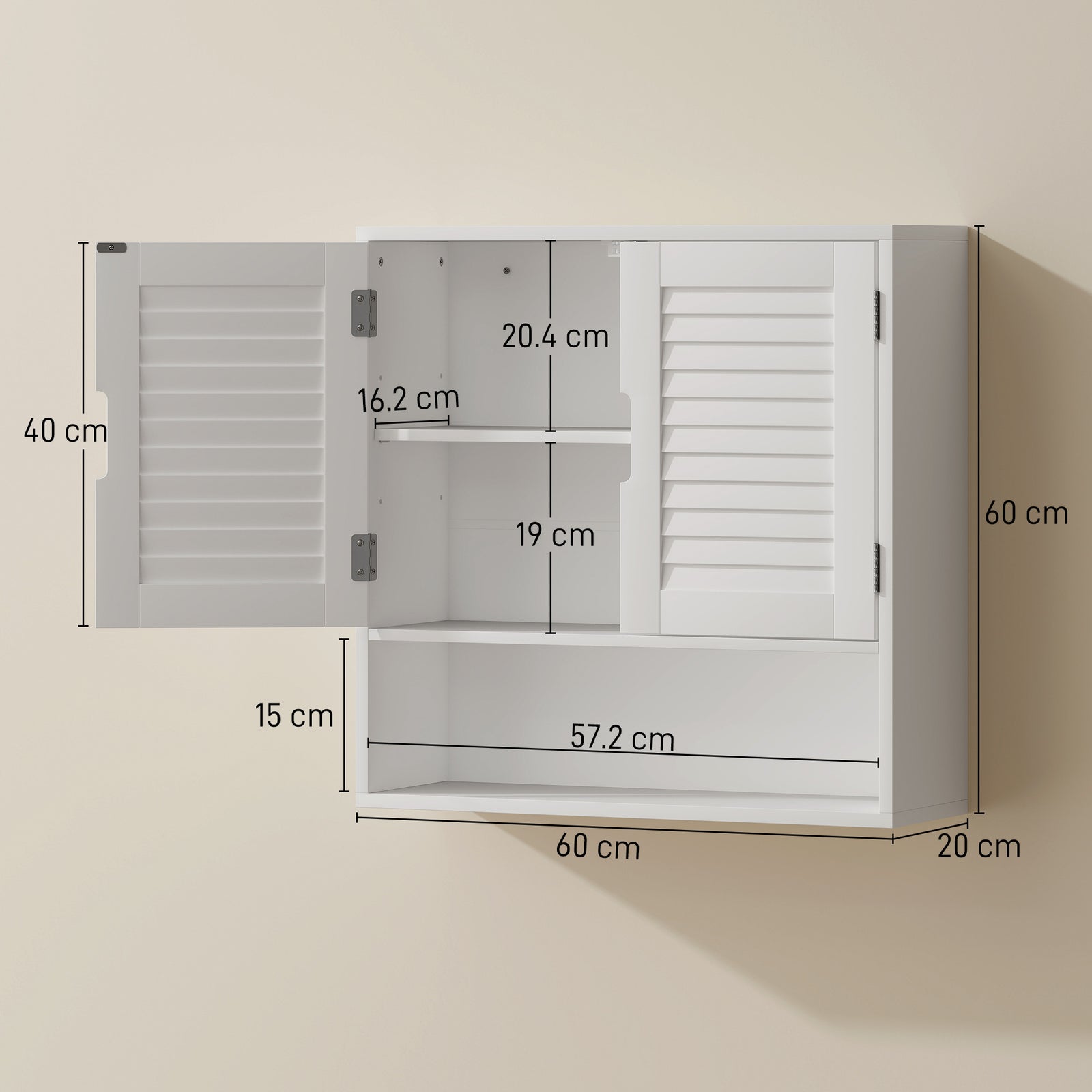 Bathroom Cabinet, Wall Mounted Storage Cabinet with Adjustable Shelves