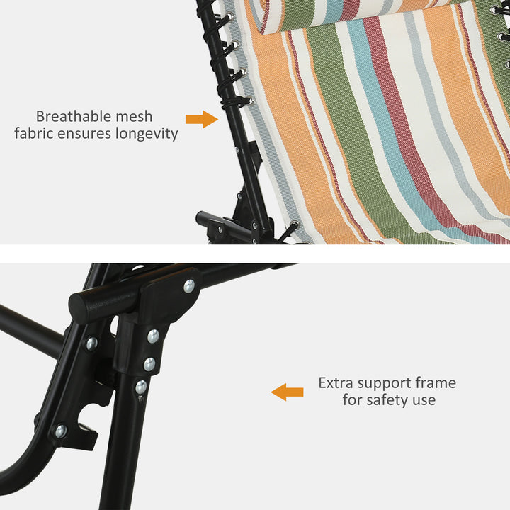 Folding Sun Lounger Beach Chaise Chair Garden Reclining Cot Camping Recliner with 4 Position Adjustable Multicolored