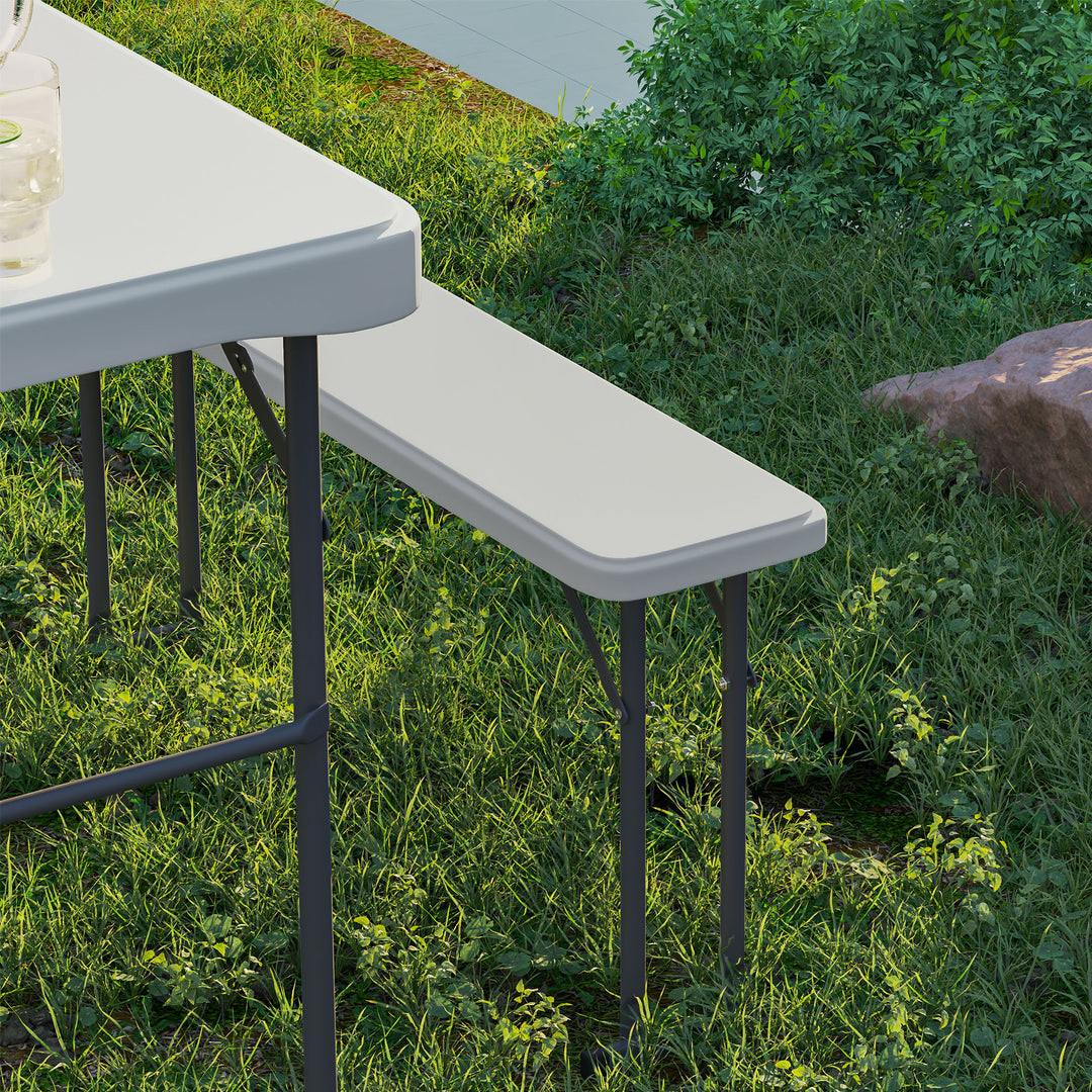 Three-Piece Folding Picnic Table and Bench Set - Light Grey