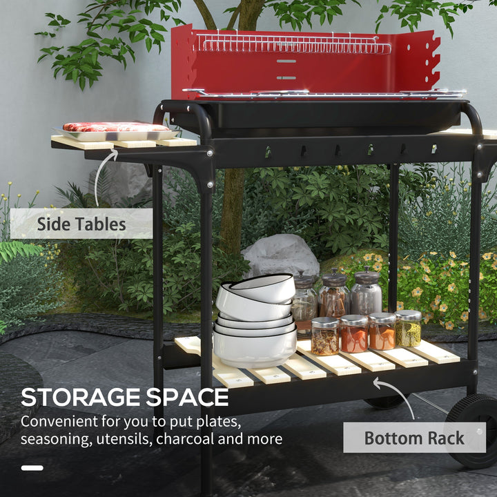 Charcoal BBQ, with Five Position Grill Grate - Red