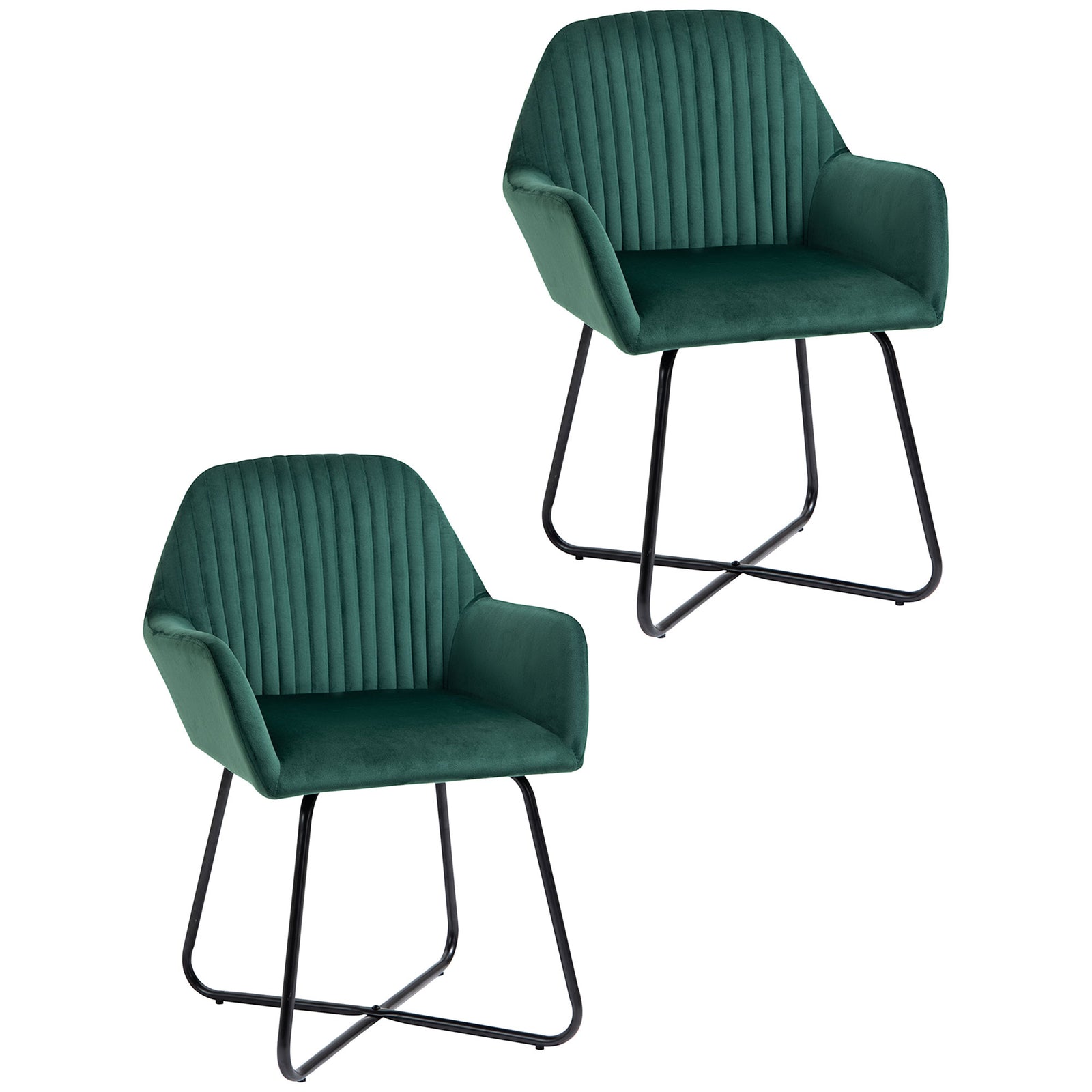 Velvet-Feel Plisse Back Accent Chair - Green