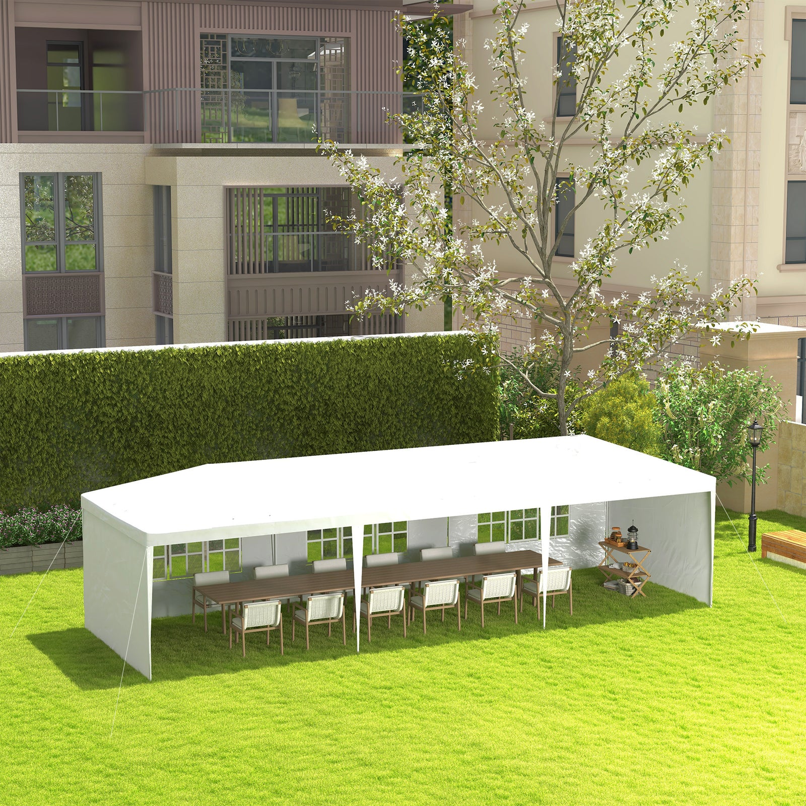 Garden Gazebo Marquee Party Wedding Tent Canopy (9m x 3m) - White