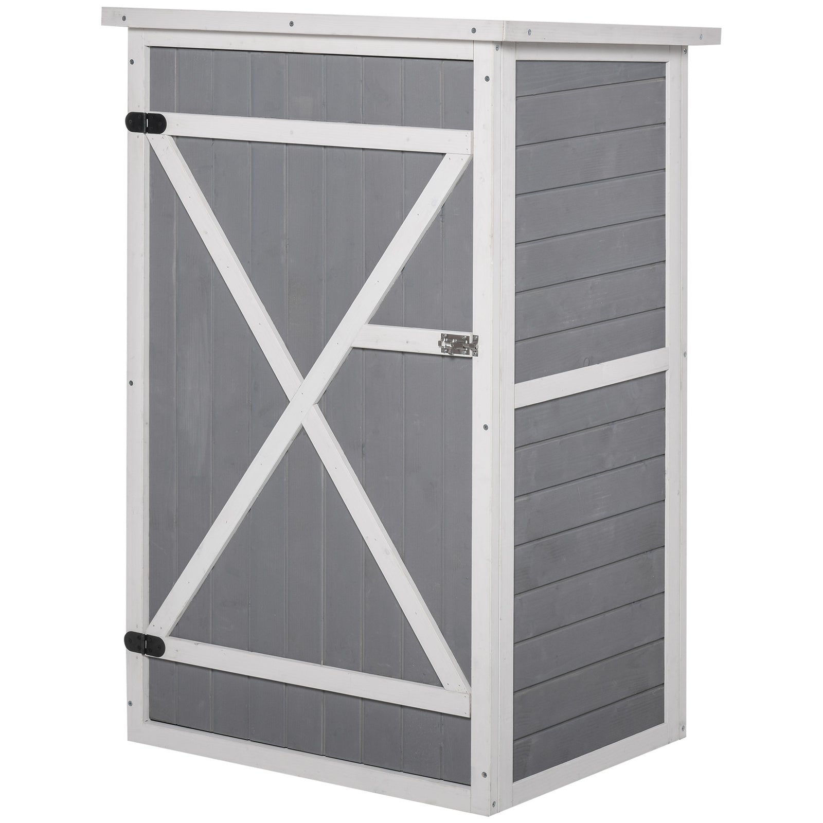 Wooden Small Shed, Garden Storage Shed with Shelves and Bolt Latch, 75L x 56W x115H cm, Grey