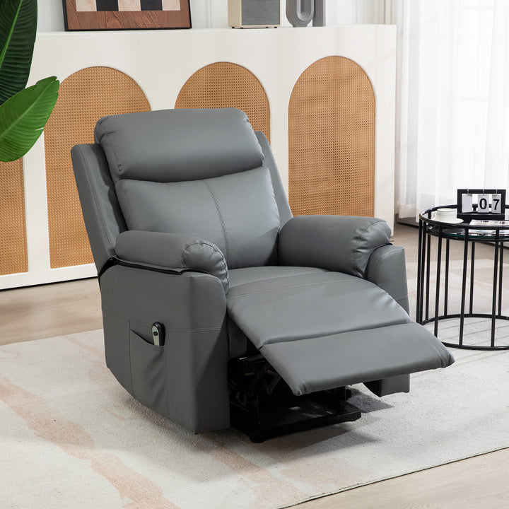 HOMCOM Riser Recliner Chairs Power Recliner Chair for the Elderly, Lift Chair with Remote Control, Side Pockets, Charcoal Grey | Aosom UK