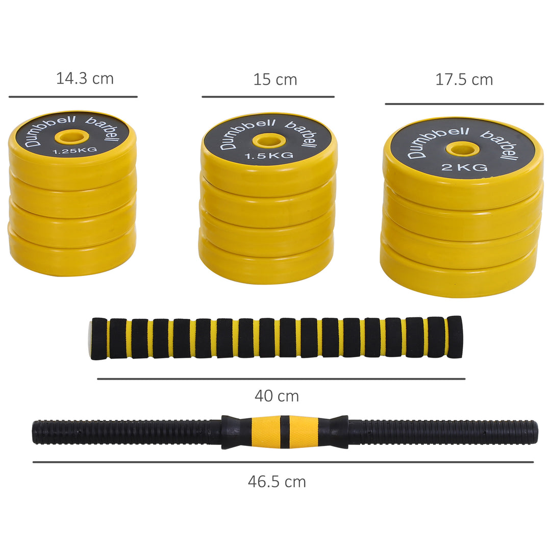 20KG Dumbbell & Barbell Adjustable Set Plate Bar Clamp Rod Home Gym Sports Area Exercise Ergonomic
