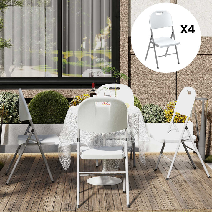 Set of Four Foldable Outdoor Chairs - White