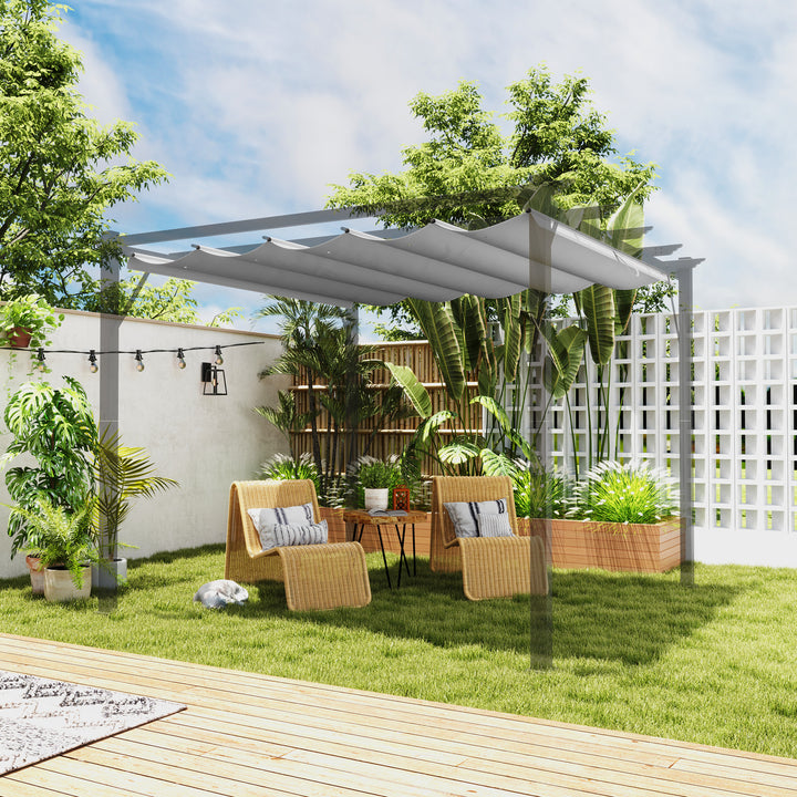 Retractable Pergola Shade Cover, Replacement Canopy Fabric for 3 x 3 (m) Pergola, Gazebo Retractable Roof, Light Grey