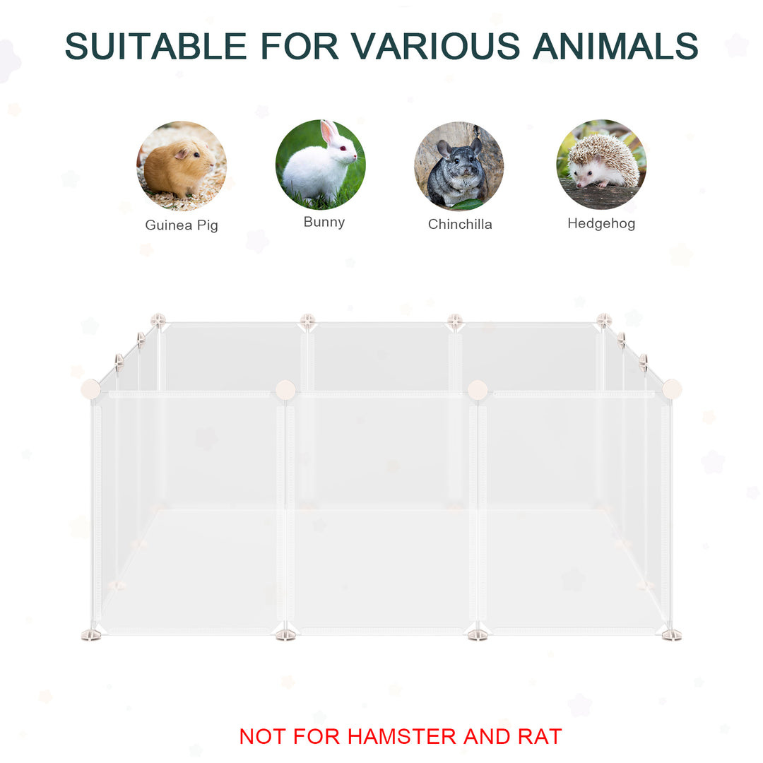 MCL Pet Playpen DIY Small Animal Cage Open Enclosure Portable Plastic Fence 12 Panels for Hedgehog Bunny Chinchilla Guinea Pig White