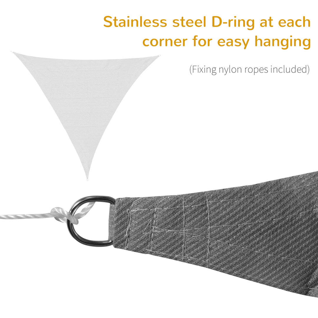 MCL 5x5m Triangle Sun Shade Sail Outdoor UV Protection HDPE Canopy w/ Steel Rings Ropes UV Block Outdoor Patio Shelter Grey