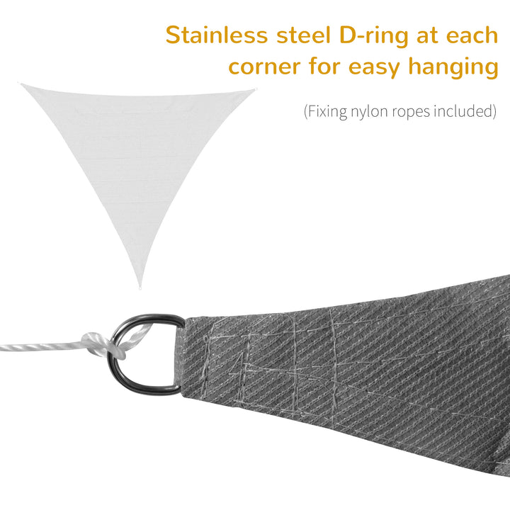 5x5m Triangle Sun Shade Sail Outdoor UV Protection HDPE Canopy w/ Steel Rings Ropes UV Block Outdoor Patio Shelter Grey