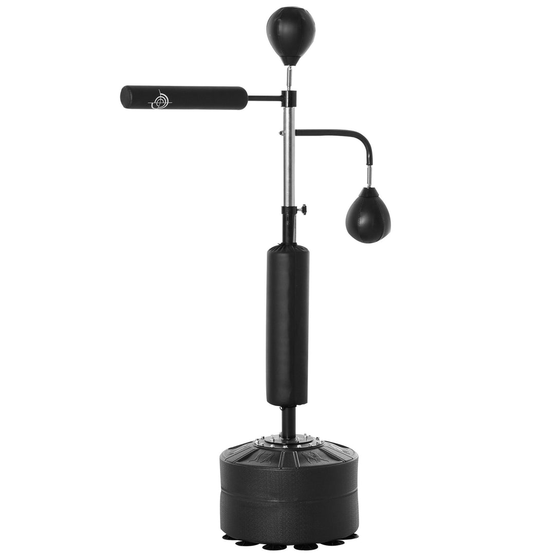 4-in-1 Boxing Punching Bag, Freestanding with 2 Speed Bals, 360° Reflex Bar, 160-230cm Adjustable Height, Black