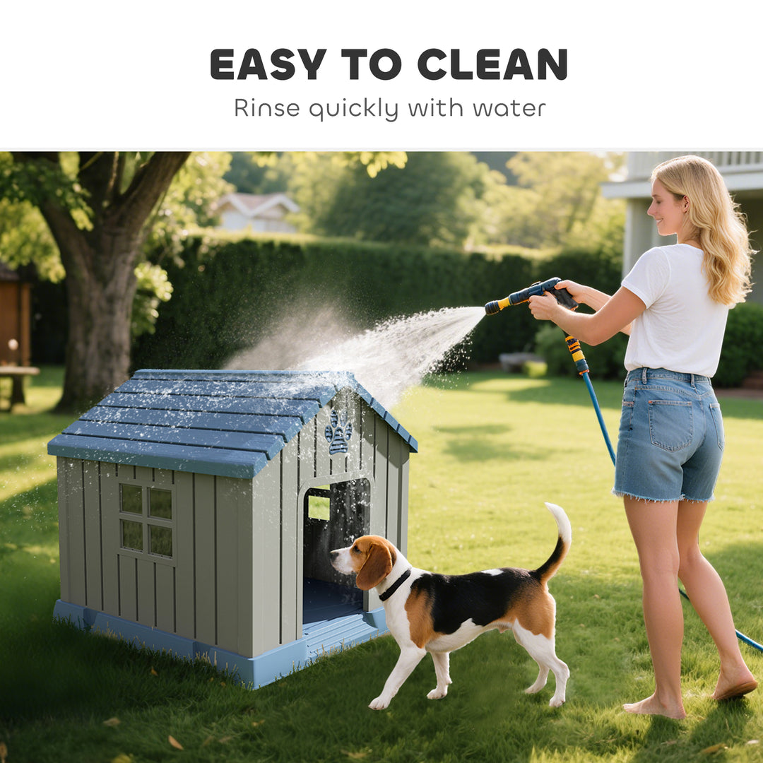 Dog Kennel Outdoor for Medium Dogs, Waterproof Plastic Dog House for Garden, Patio, 85 x 79 x 82 cm