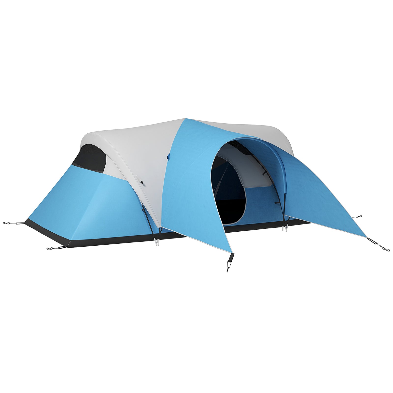 3000mm Waterproof Camping Tent for 5-6 Man, Family Tent with Porch and Sewn in Groundsheet, Portable with Bag, Blue