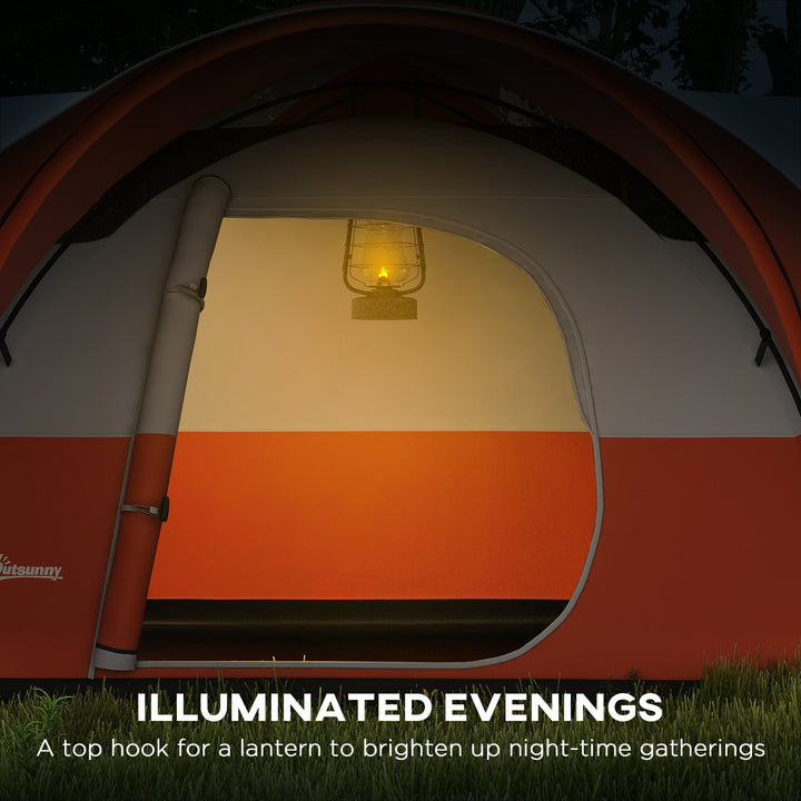 3000mm Waterproof Camping Tent for 5-6 Man, Family Tent with Porch and Sewn in Groundsheet, Portable with Bag, Orange
