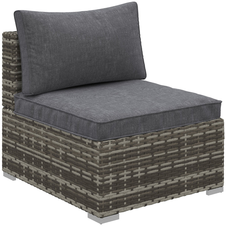 Armless Rattan Garden Chair, Outdoor Rattan Chair with Cushions, PE Wicker Garden Furniture with Steel Frame, Adjustable Footpads for Garden, Terrace, Deep Grey