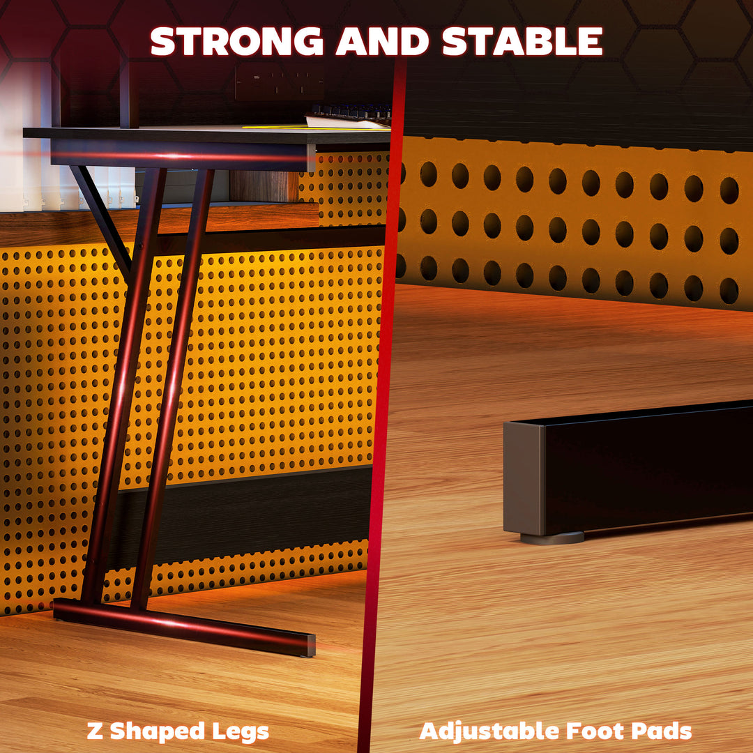 Two-Level LED Gaming Desk - Black