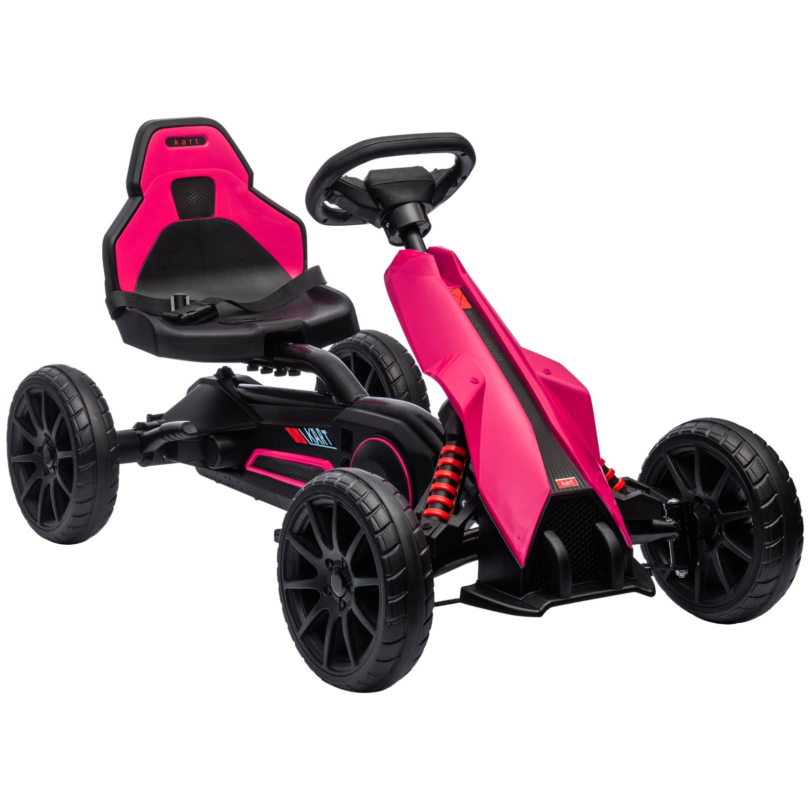Kids Pedal Go Kart, with Adjustable Seat, EVA Wheels, Seat, Handbrake - Pink