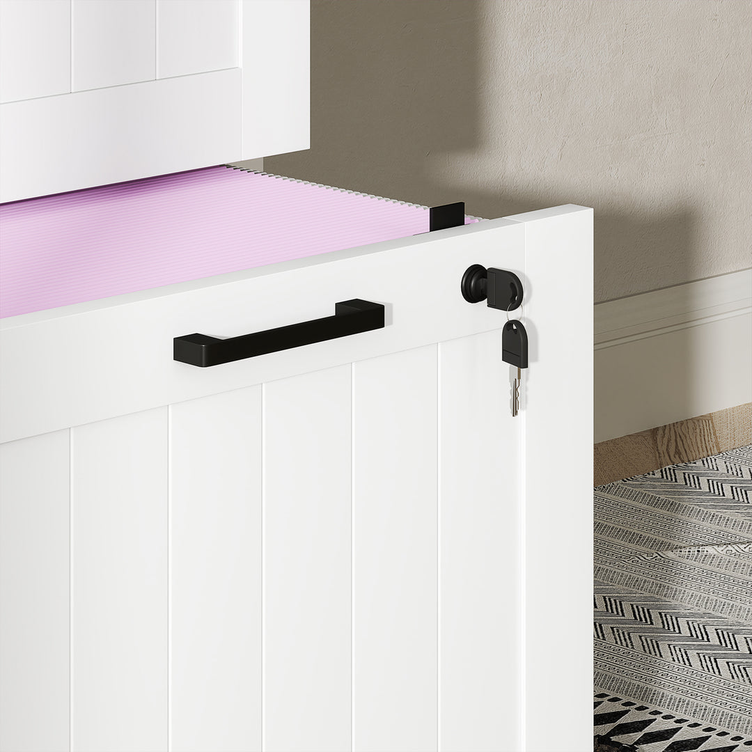 MCL 3 Drawer Filing Cabinet with Lock, Office Storage Cabinet with Adjustable Hanging Bars for A4 Letter Size Files, White