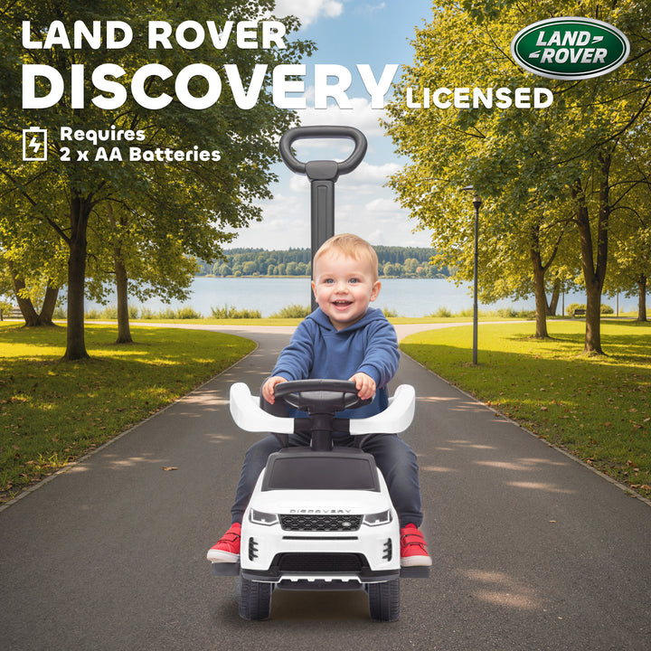 MCL LAND ROVER DISCOVERY Licensed Baby Push Car, 2-in-1 Ride on Car with Push Handle and Safety Guardrail, White