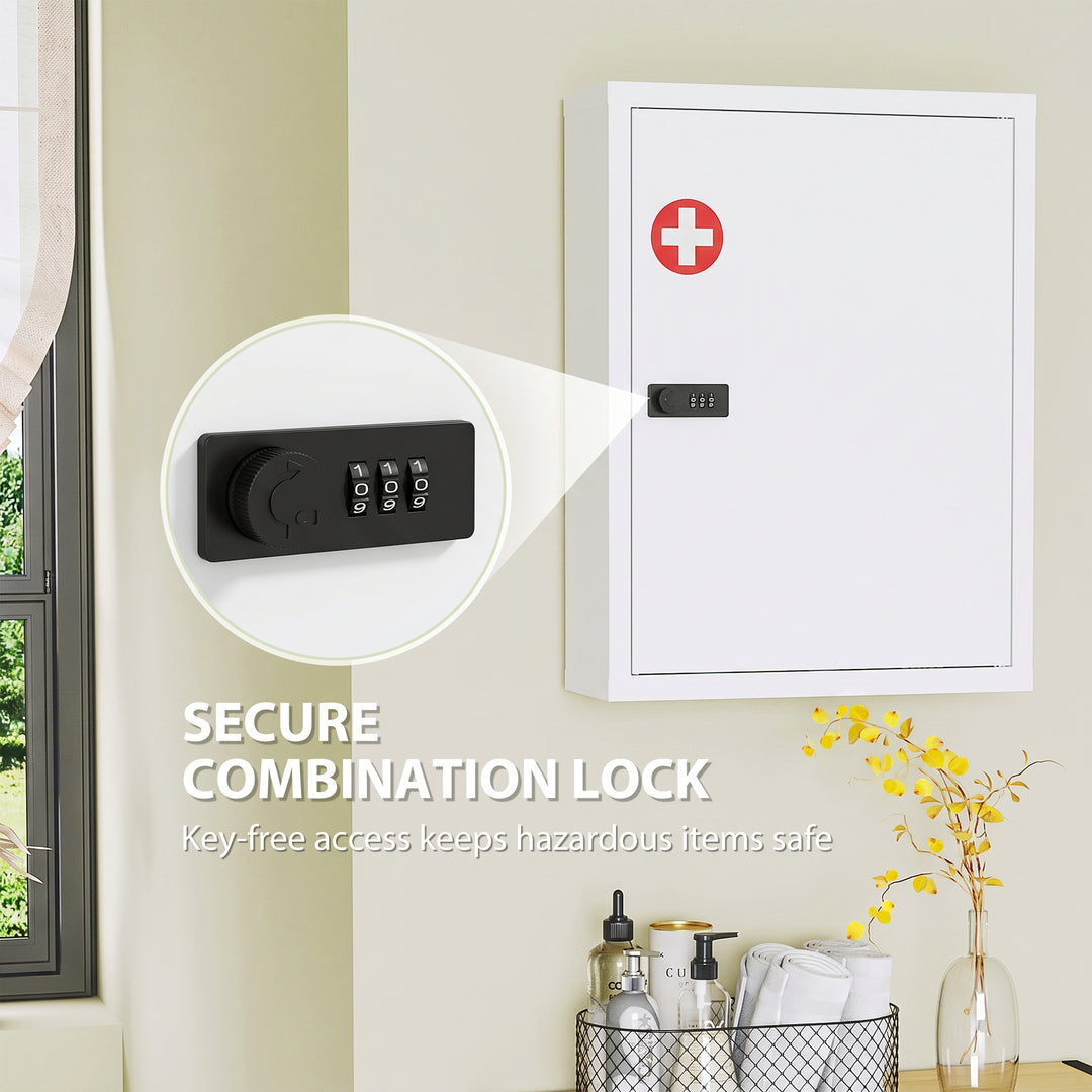 Wall Mount Medicine Cabinet, Bathroom Cabinet with Combination Lock, D