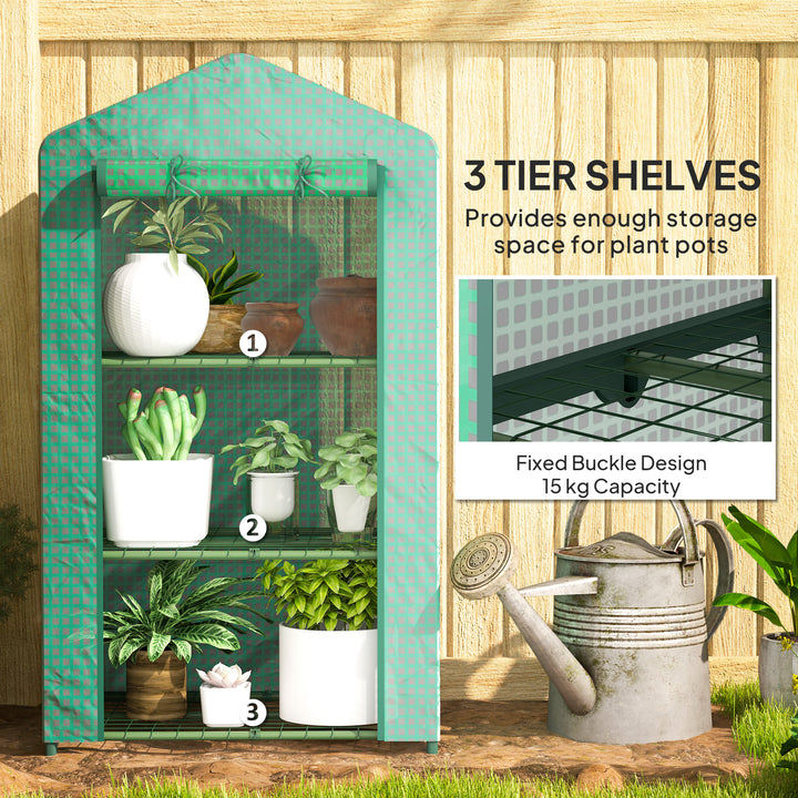 3 Tier Mini Greenhouse Portable Garden Grow House with Roll Up Door an