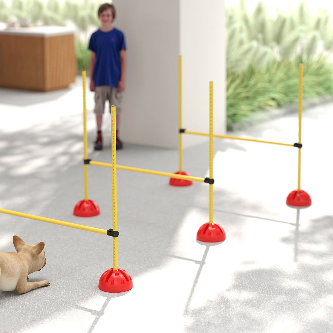 4-piece Dog Agility Equipment with 4 Hurdles, Bag for Jump, Training, Yellow